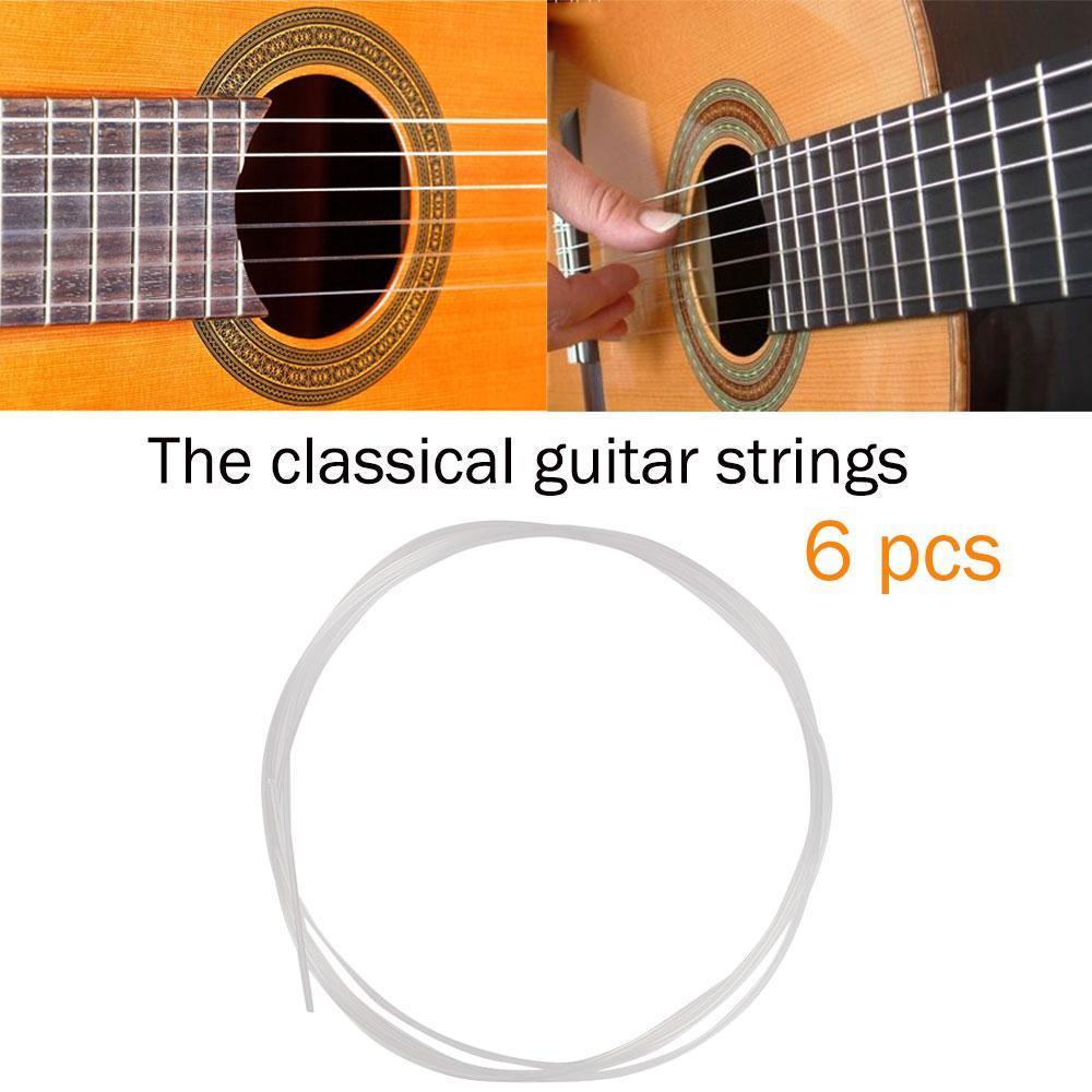 Jullynice Classical Guitar Strings 6Pcs/Set Clear Nylon Strings Silver-Plated Copper Musical Instrument Accessories Guitar Strings Set 6Pcs 