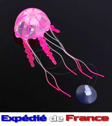 méduse artificielle - silicone rose fluo - Décoration aquarium