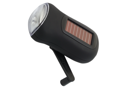 Solar + Dynamo Powered LED Flashlight