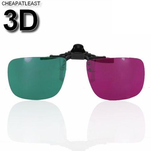 Verres clip-on vision 3D / Relief pour lunettes de vue - vert & magenta