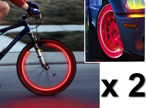 Valve cap LED RED  light - 1 Pair for car, bike