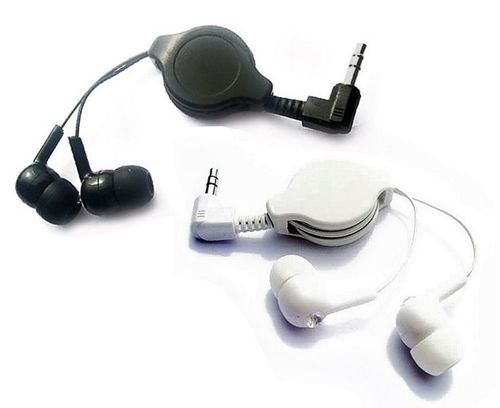 écouteurs intra-auriculaire rétractables (noir, blanc, rose)