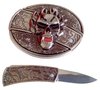 Belt Buckle Integrated Hidden Knife Skull Vampire Flame 3D