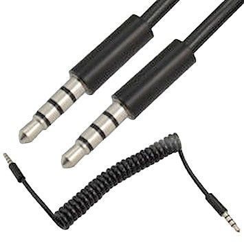 Câble Rallonge Spirale extensible audio jack 4 pin Male 3,5 mm