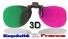 Verres Clip-on vision 3D (magenta & vert) pour lunettes de vue