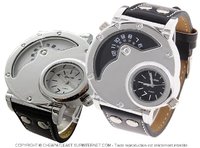Fashion Men's Watch XL - Chrome - Dual Time Zones 2 Dials