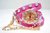 watch bracelet jewelry triple lap - Rhinestones + chain - pink