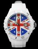 White watch with date & english flag silicone Ice Watch design
