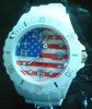 USA United States American Flag silicone Watch with date