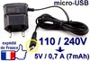 Wall charger 220V / 5 Volts (7 mAh) micro-USB
