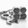 4 tire valve caps Volvo + wrench key ring