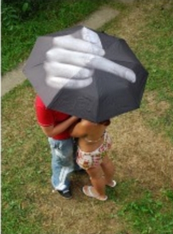 BordeI the rain doigt d honneur parapluie parapluie avec le majeur Fun-print Noir 