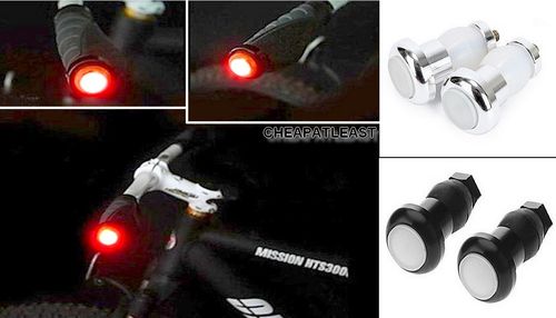 Pair of bike handlebar ends Lighting & flashing with red LED